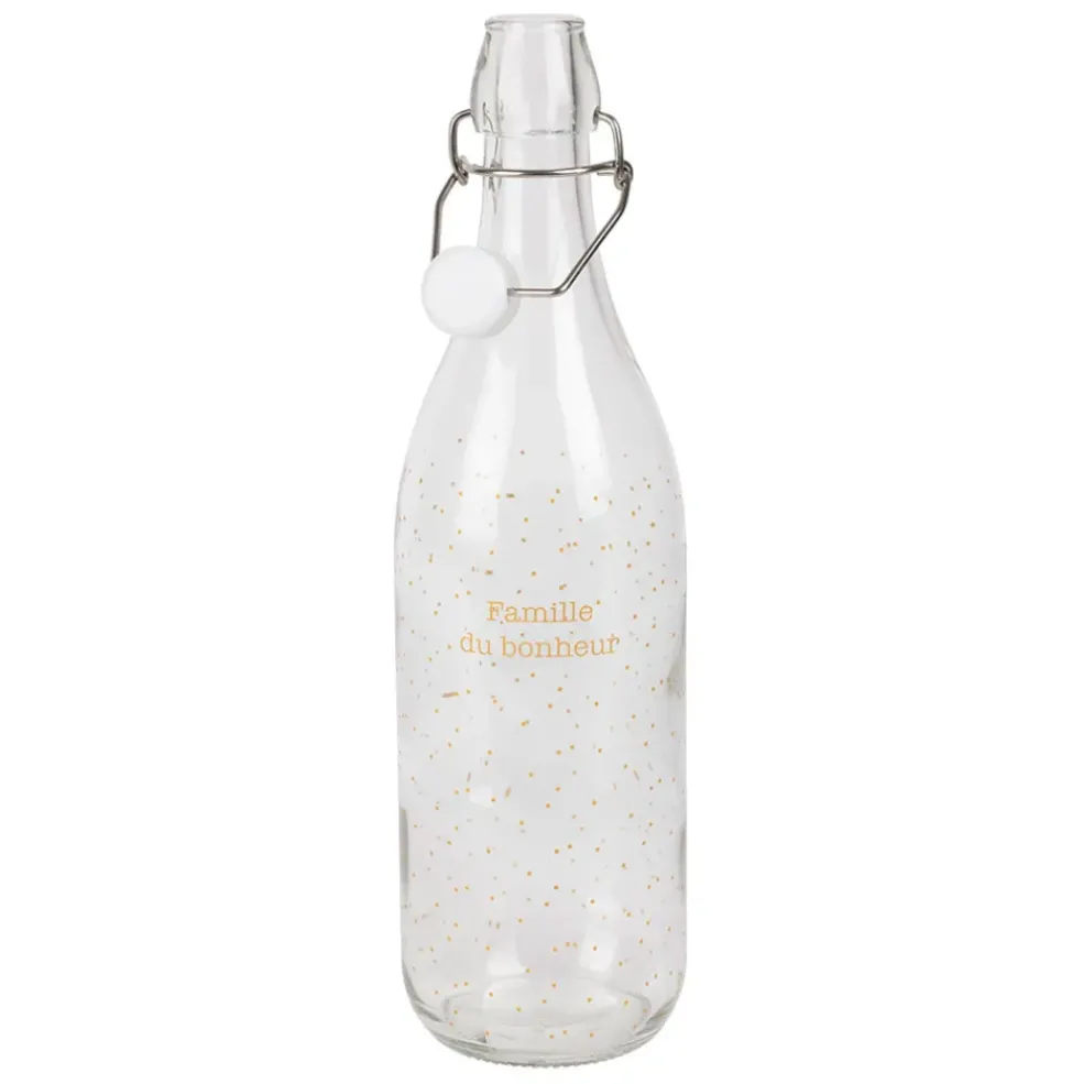 Bouteille en verre avec détails doré 1l - Famille