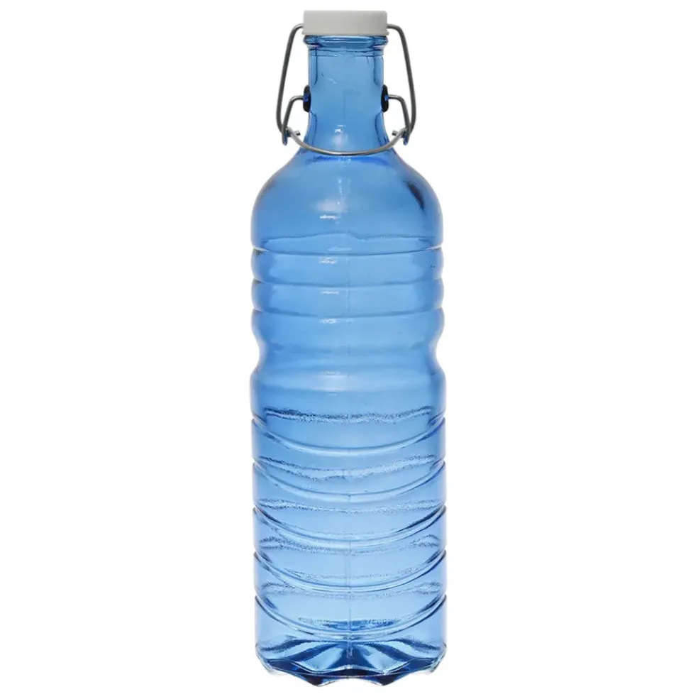 Bouteille en verre et inox et silicone bleu 1.5l - Aheli