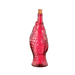 Bouteille poisson en verre rose