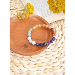 Bracelet 7 chakras mix perles rondes 8mm