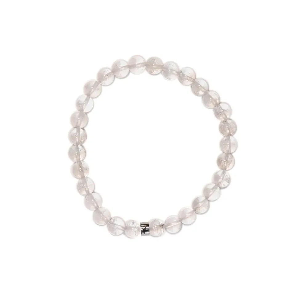 Bracelet cristal de roche perles rondes 6mm