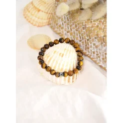 Bracelet œil de tigre perles rondes 8mm