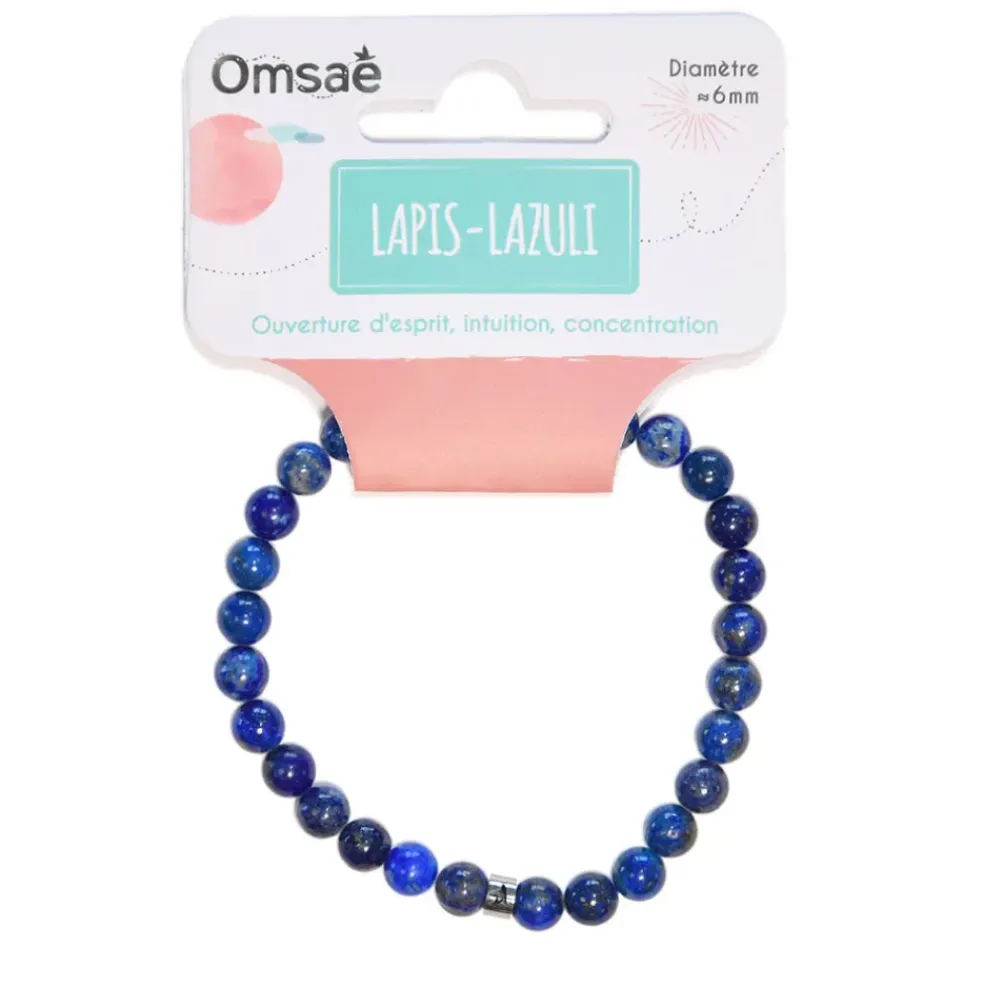 Bracelet lapis lazuli perles rondes 6mm