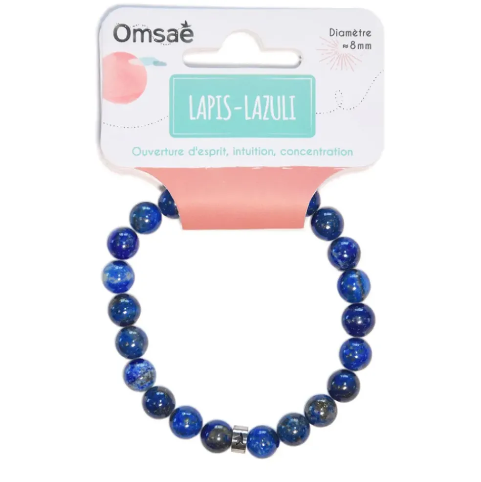 Bracelet lapis lazuli perles rondes 8mm