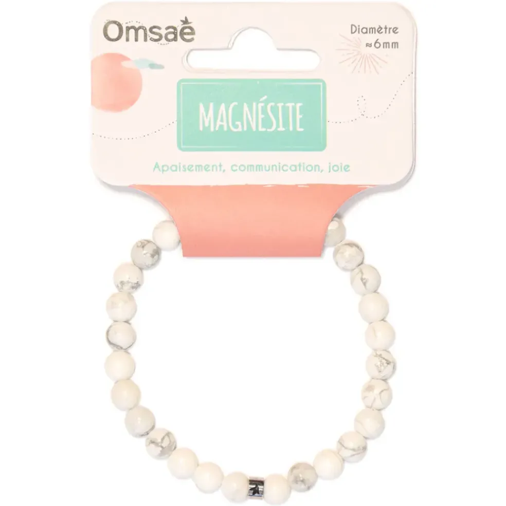 Bracelet magnésite perles rondes 6mm