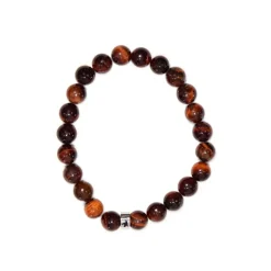 Bracelet oeil de taureau perles rondes 8mm