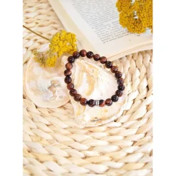 Bracelet oeil de taureau perles rondes 8mm