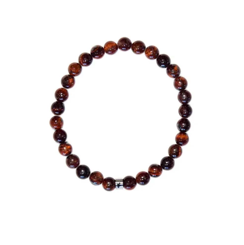 Bracelet oeil de taureau perles rondes 6mm