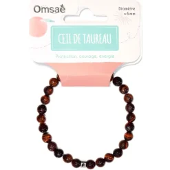 Bracelet oeil de taureau perles rondes 6mm