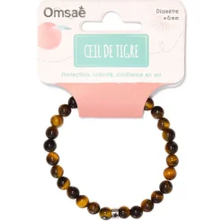 Bracelet oeil de tigre perles rondes 6mm