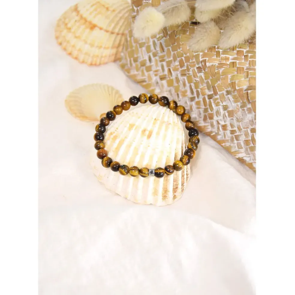 Bracelet oeil de tigre perles rondes 6mm