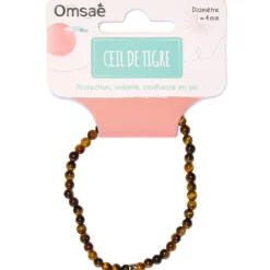 Bracelet oeil de tigre perles rondes 4mm