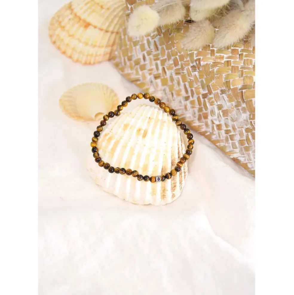 Bracelet oeil de tigre perles rondes 4mm
