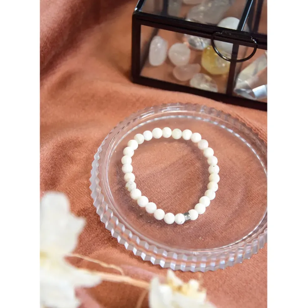 Bracelet pierre de lune perles rondes 6mm