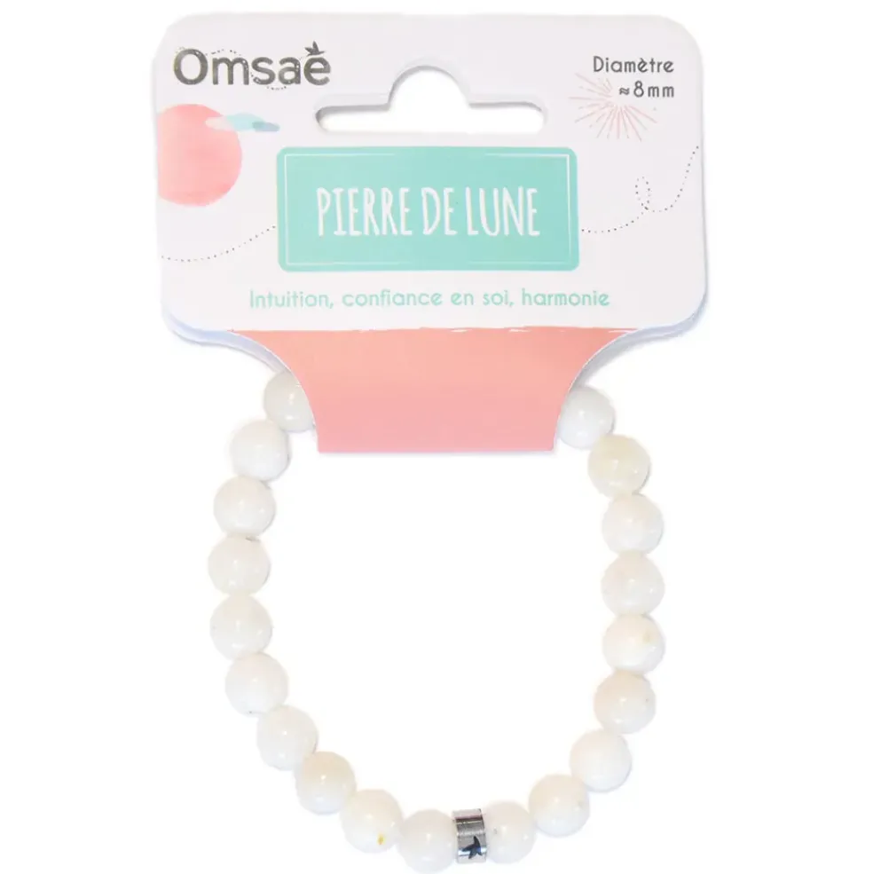 Bracelet pierre de lune perles rondes 8mm