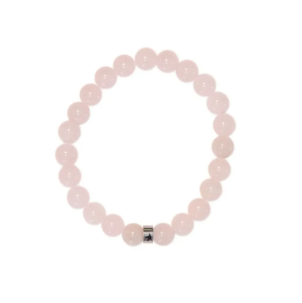 Bracelet quartz rose perles rondes 8mm