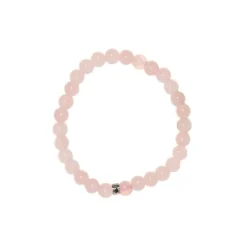 Bracelet quartz rose perles rondes 6mm