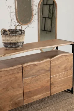 Buffet 3 portes en acacia et pieds en fer noir - Brooklyn