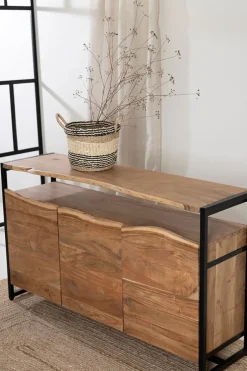 Buffet 3 portes en acacia et pieds en fer noir - Brooklyn