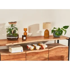 Buffet 3 portes en acacia et pieds en fer noir - Brooklyn