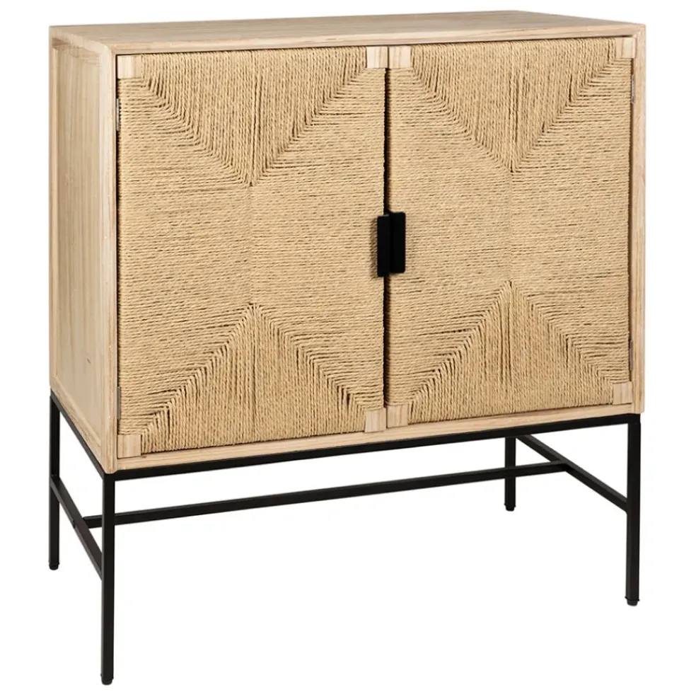 Buffet 2 portes en naturel et noir h90cm - Kenda