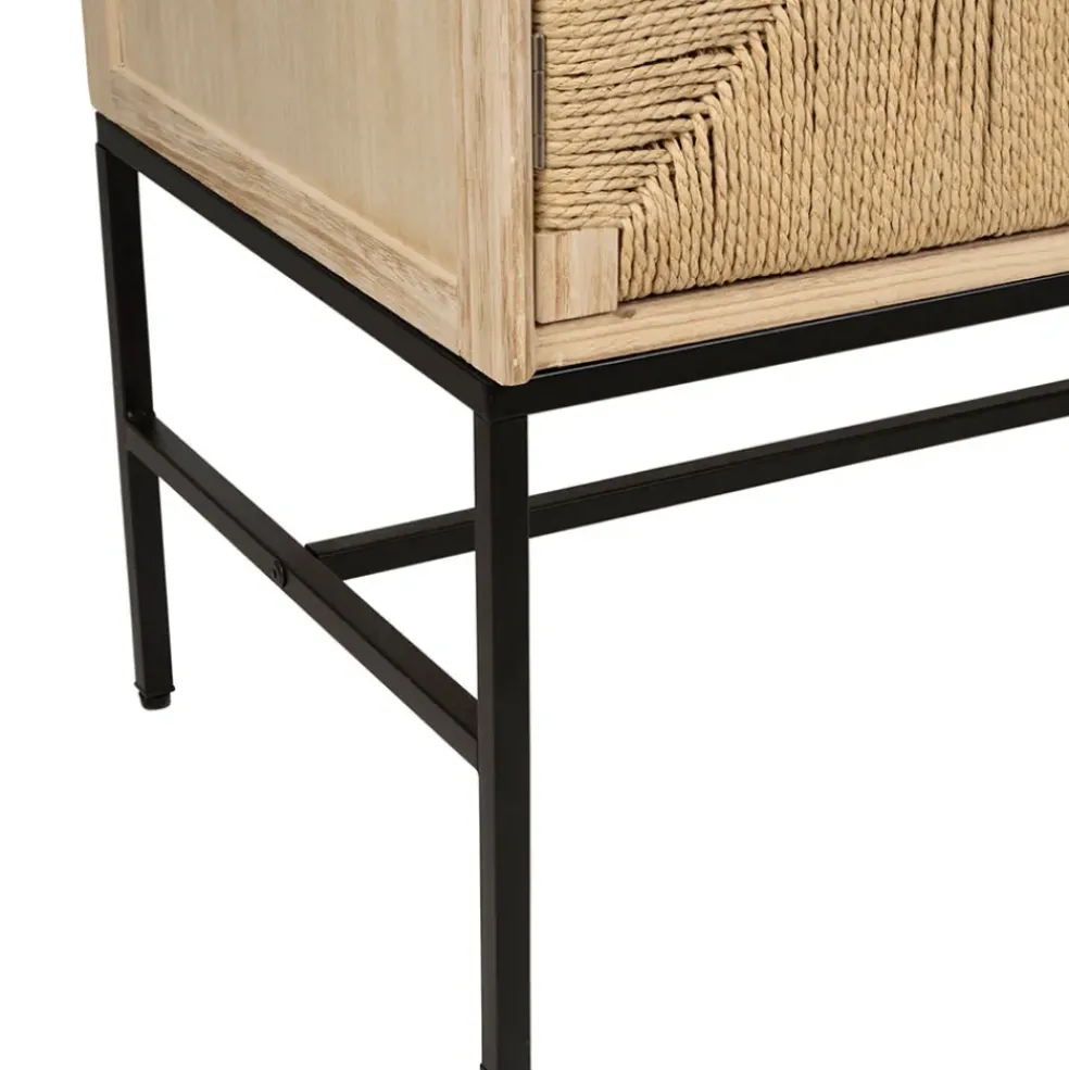 Buffet 2 portes en naturel et noir h90cm - Kenda