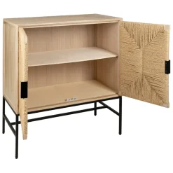 Buffet 2 portes en naturel et noir h90cm - Kenda