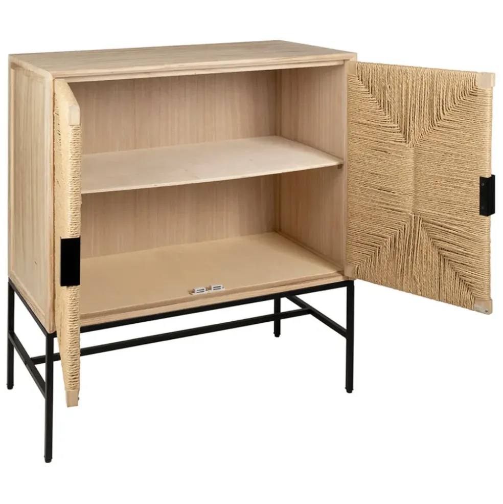 Buffet 2 portes en naturel et noir h90cm - Kenda