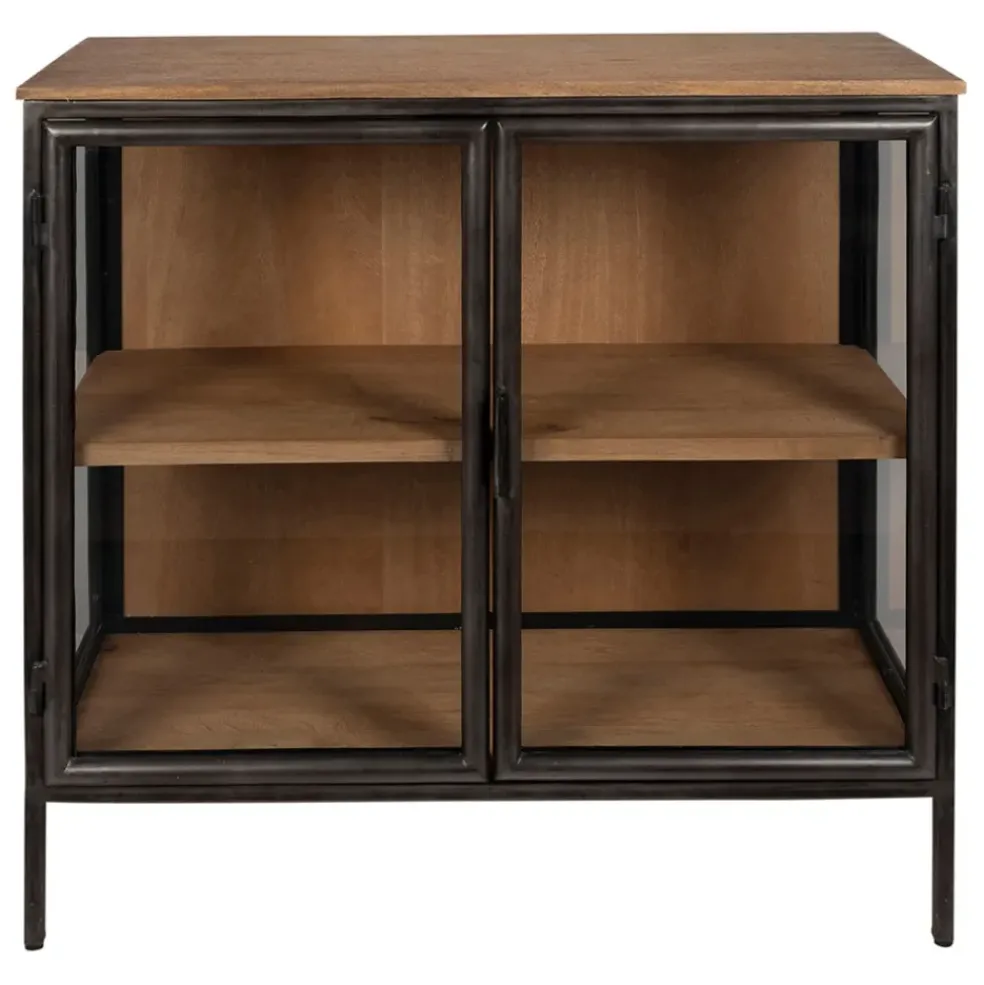 Buffet bas 2 portes en manguier naturel et fer h90cm - Tucson