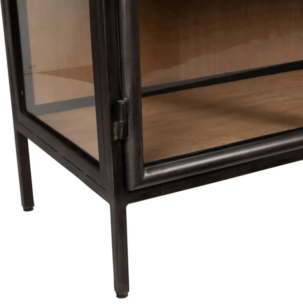 Buffet bas 2 portes en manguier naturel et fer h90cm - Tucson