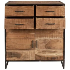 Buffet bas en acacia et fer 2 portes H105cm -Factory