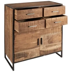 Buffet bas en acacia et fer 2 portes H105cm -Factory