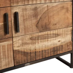 Buffet bas en acacia et fer 2 portes H105cm -Factory