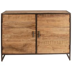 Buffet bas en acacia et fer 2 portes H90cm - Factory