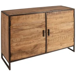 Buffet bas en acacia et fer 2 portes H90cm - Factory