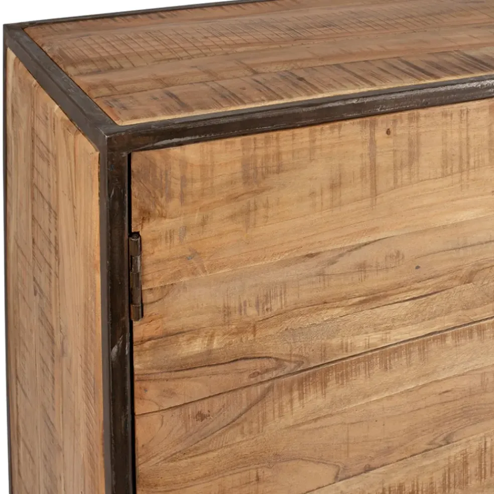 Buffet bas en acacia et fer 2 portes H90cm - Factory
