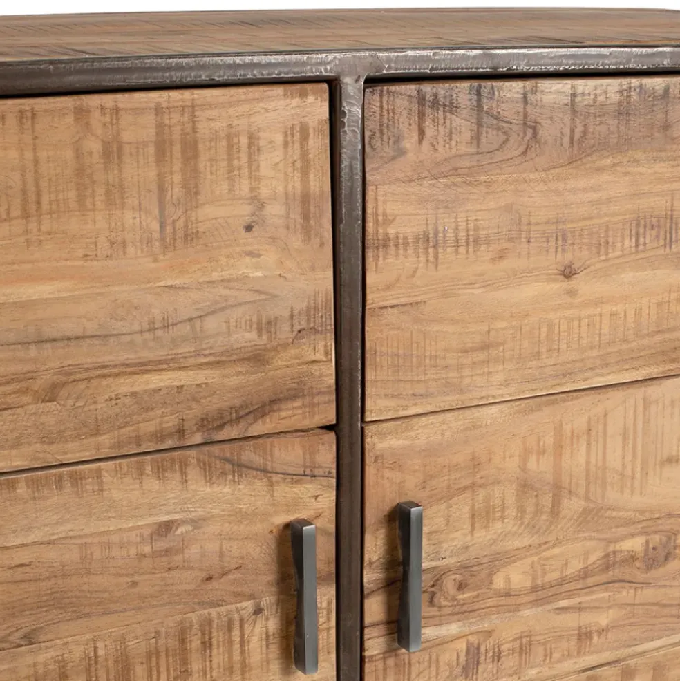 Buffet bas en acacia et fer 2 portes H90cm - Factory