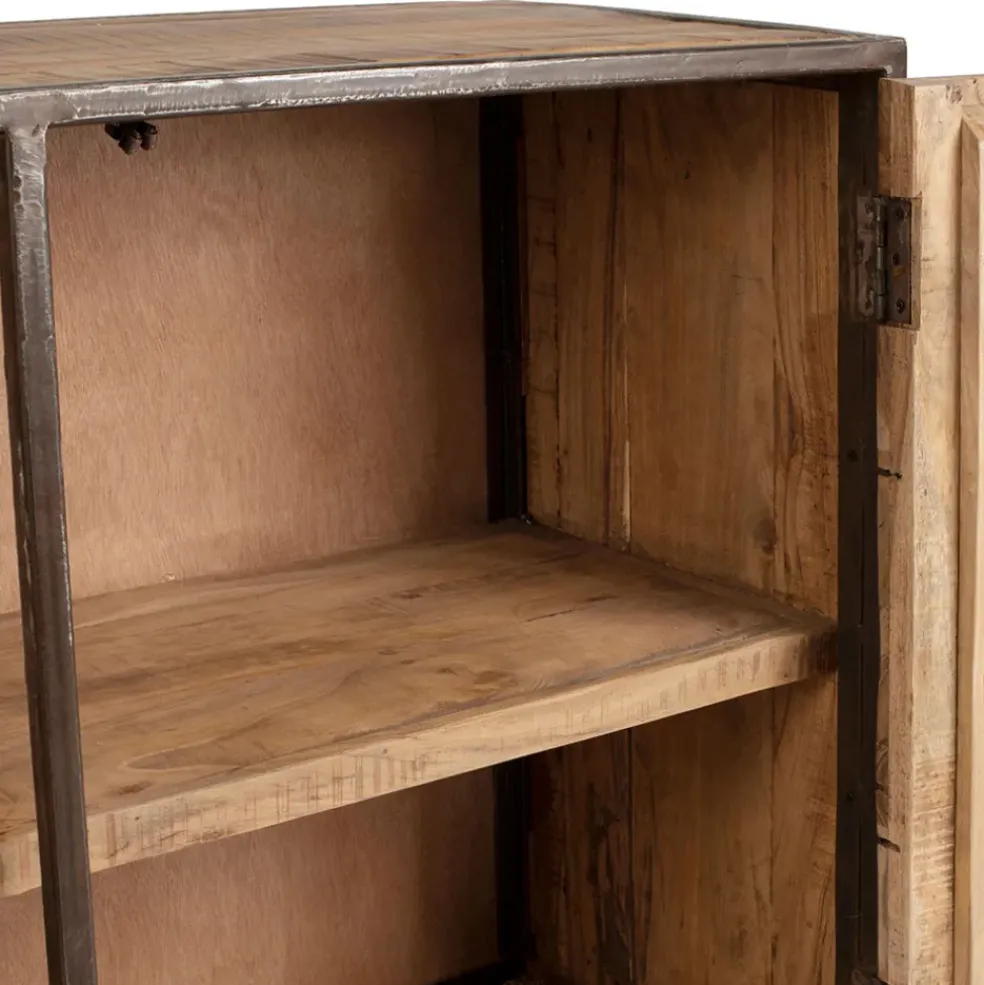 Buffet bas en acacia et fer 2 portes H90cm - Factory