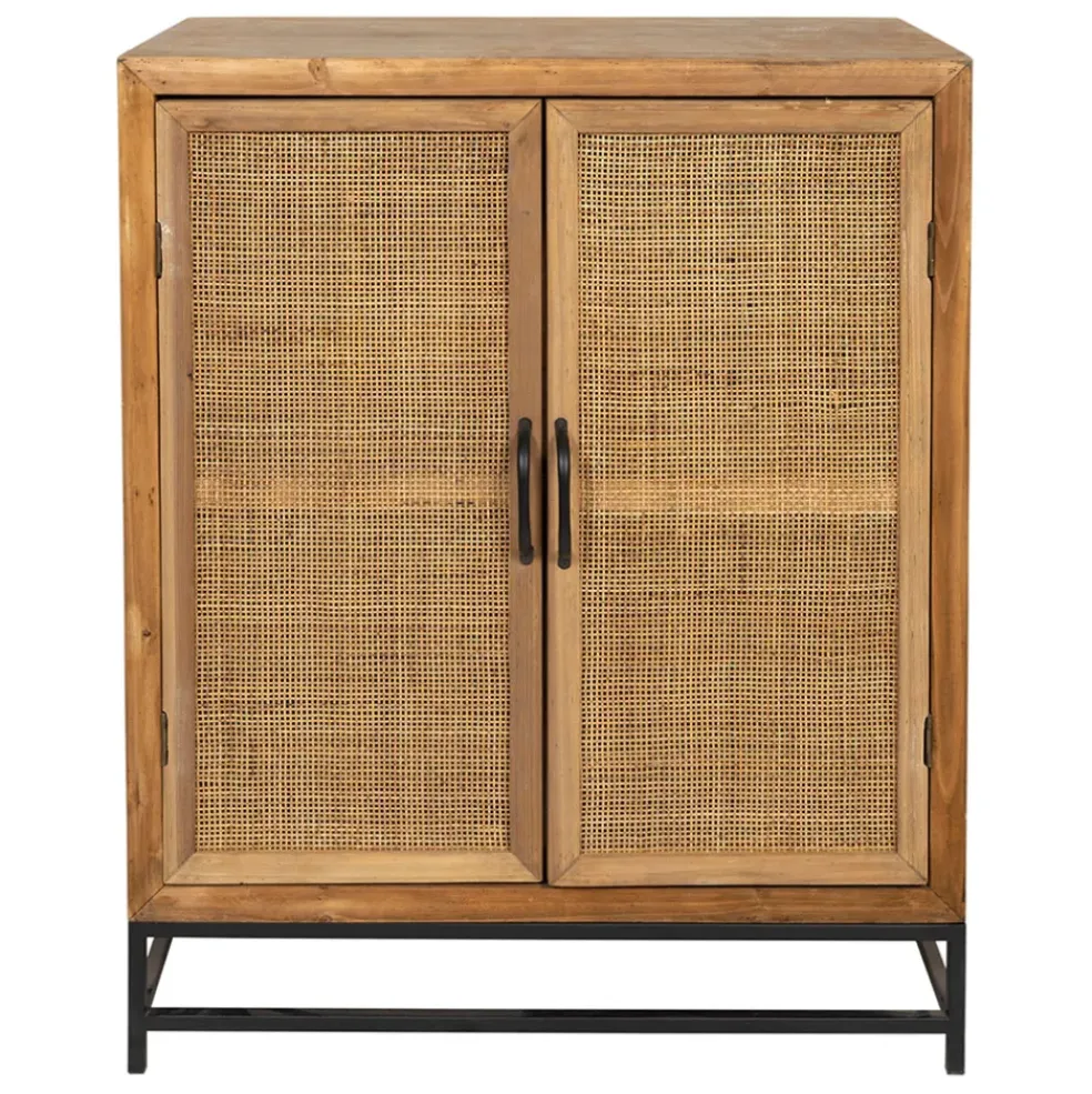 Buffet bas en sapin et bambou naturel L80cm - Tamba
