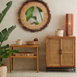 Buffet bas en sapin et bambou naturel L80cm - Tamba
