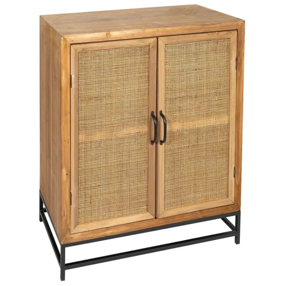 Buffet bas en sapin et bambou naturel L80cm - Tamba