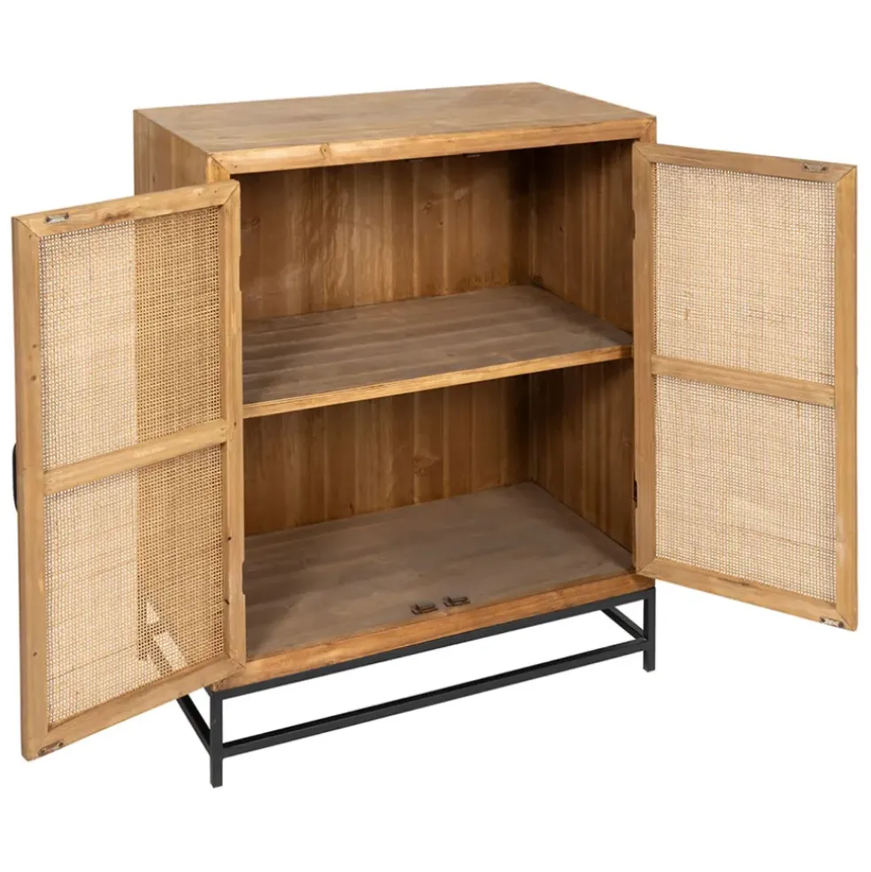 Buffet bas en sapin et bambou naturel L80cm - Tamba
