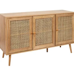 Buffet en bois et cannage 3 portes L115cm - Baia