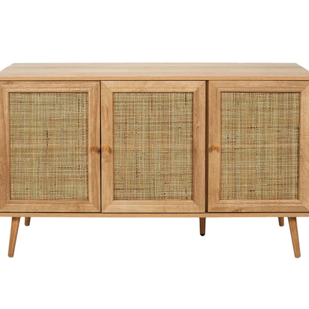 Buffet en bois et cannage 3 portes L115cm - Baia