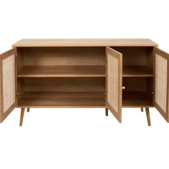 Buffet en bois et cannage 3 portes L115cm - Baia