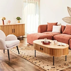 Buffet en placage chêne naturel 140x45cm - nola