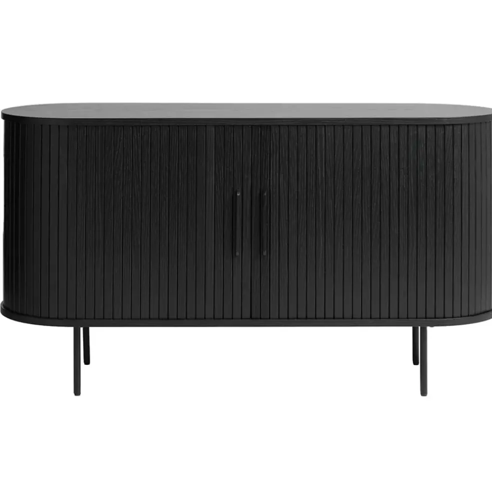 Buffet en placage chêne noir 140x45cm - Nola