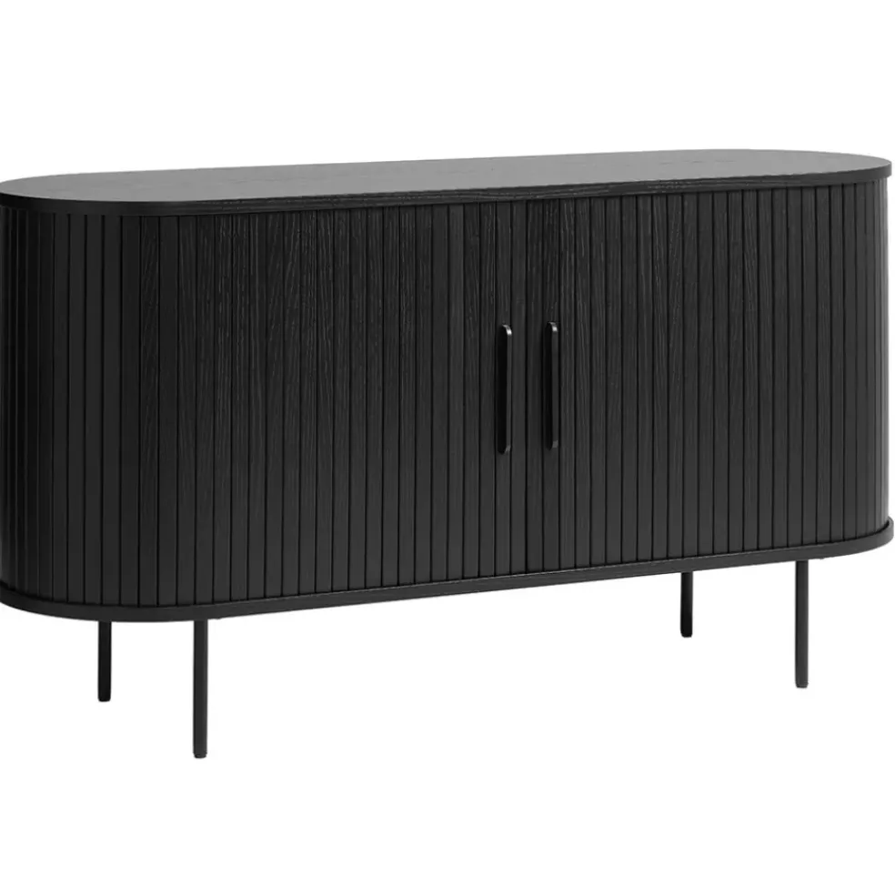Buffet en placage chêne noir 140x45cm - Nola