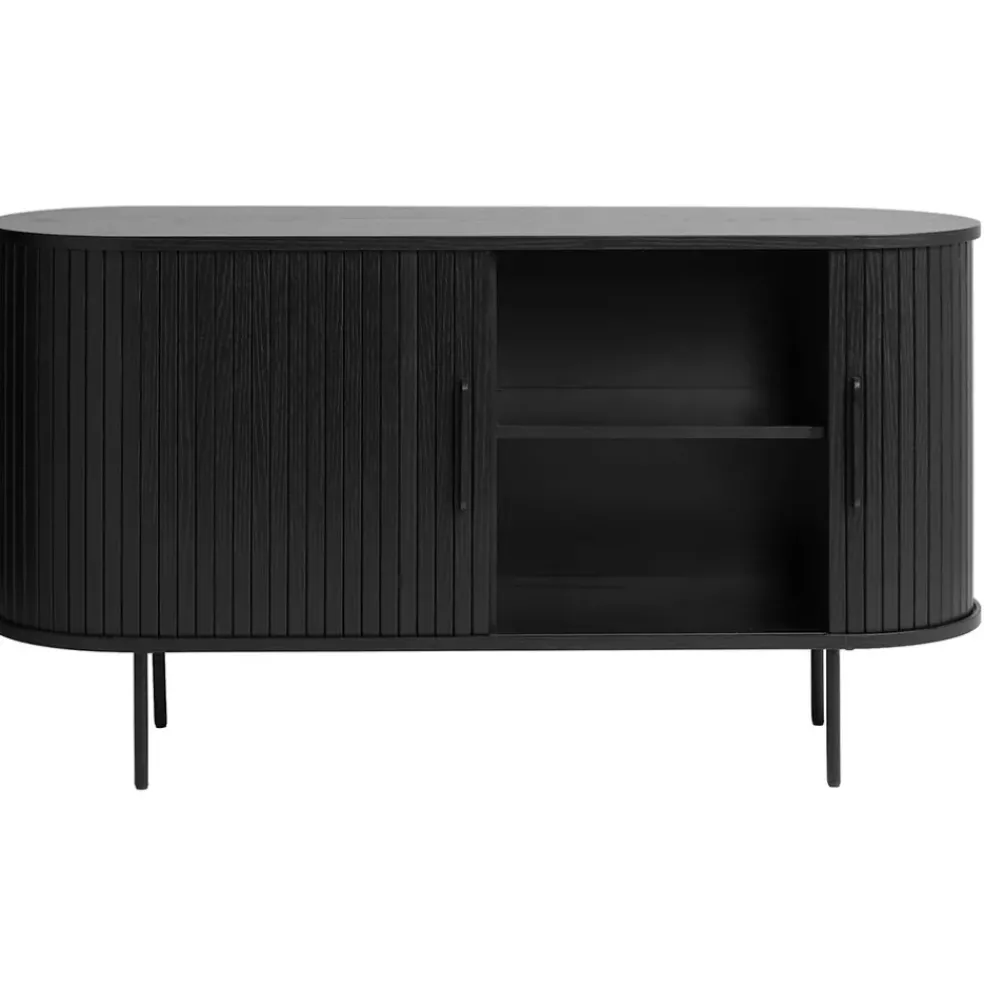 Buffet en placage chêne noir 140x45cm - Nola