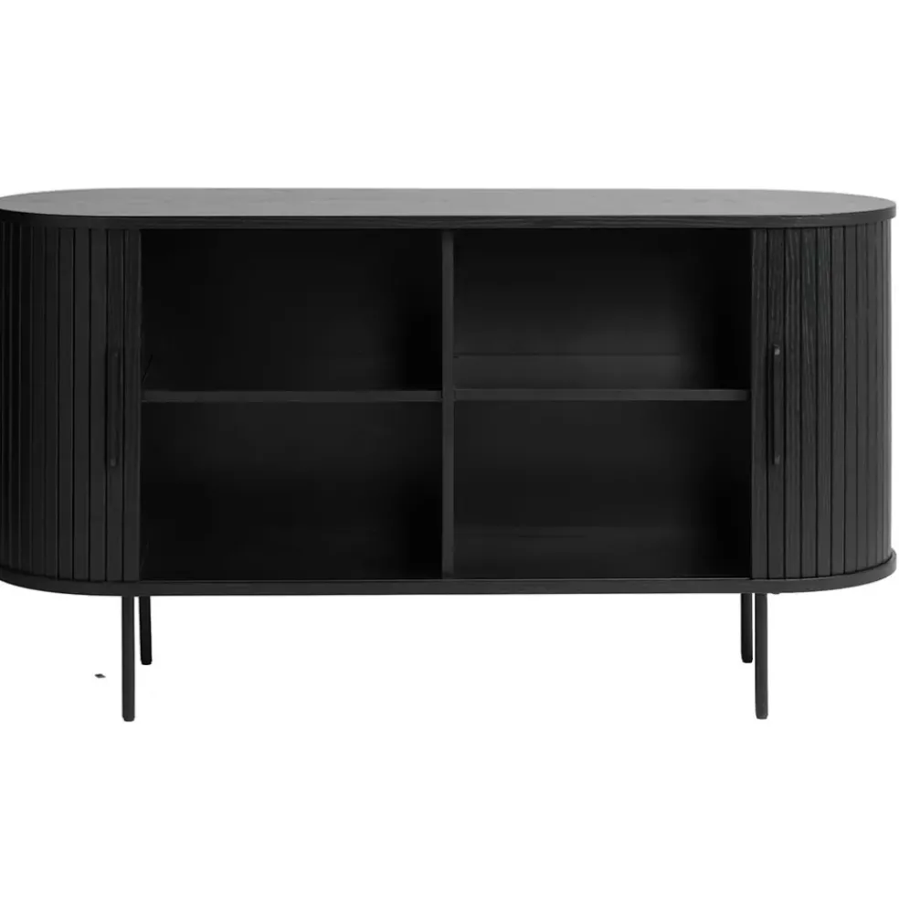 Buffet en placage chêne noir 140x45cm - Nola